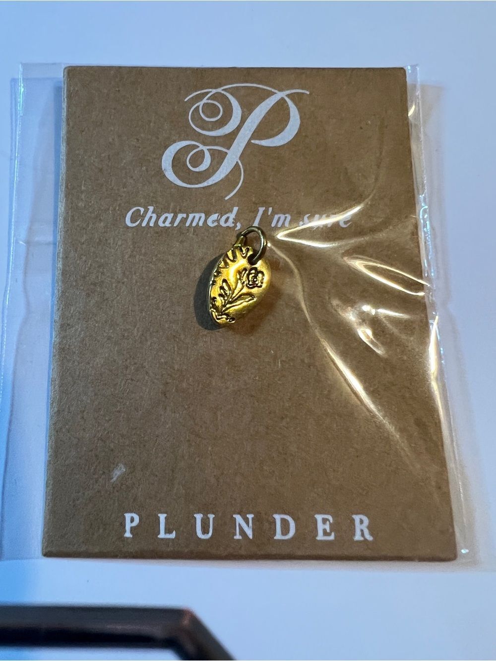 Plunder Gold Tone Tear Drop Shaped Rose Charm/Pendant